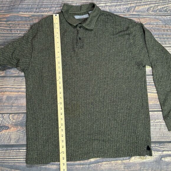 Pierre Cardin Men's XL Brown Striped Long Sleeve 1/4 Two Button Collared Sweater - Picture 7 of 9